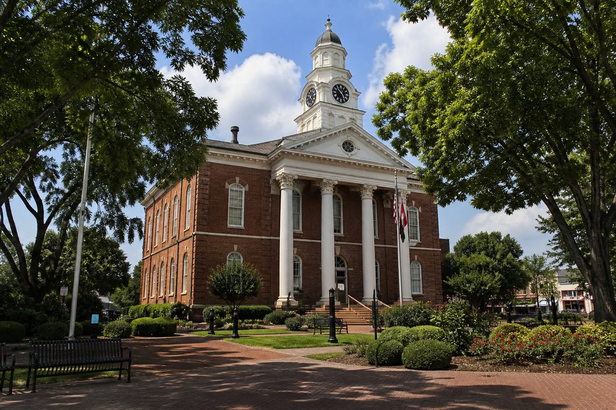 Gallatin, Tennessee — historic brick courthouse with clock tower