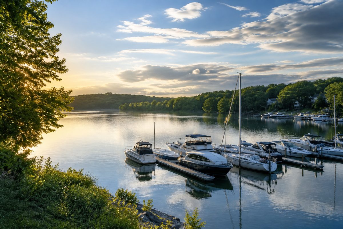 Hendersonville, Tennessee — boats on Old Hickory Lake at golden hour